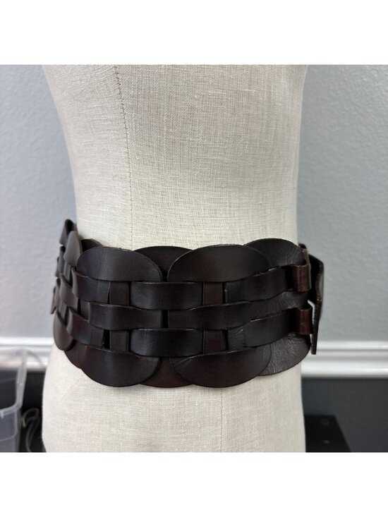 Lorena Antoniazzi Brown Leather Belt Women Medium Woven Statement Waist Italy main image 6
